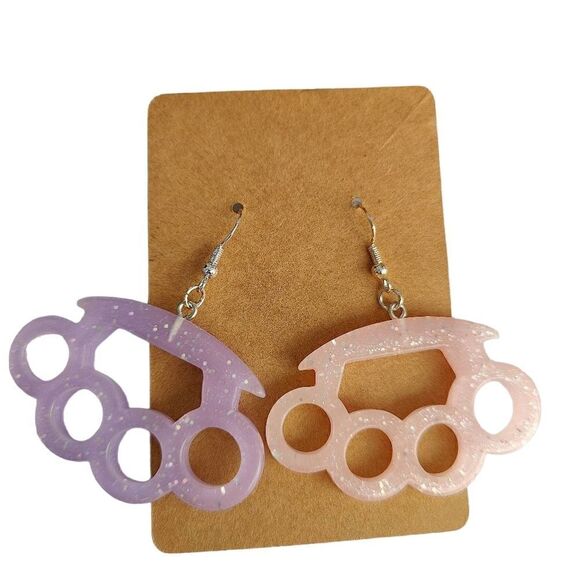 Kawaii Sparkle Knuckle Dangle Earrings - Picture 1 of 1